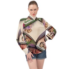 Enchantress Mushroom Charm Gill Wizard High Neck Long Sleeve Chiffon Top by GardenOfOphir