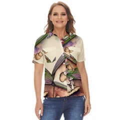 Enchantress Mushroom Charm Gill Wizard Women s Short Sleeve Double Pocket Shirt