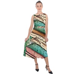 Sacred Mushroom Spell Charm Midi Tie-back Chiffon Dress by GardenOfOphir