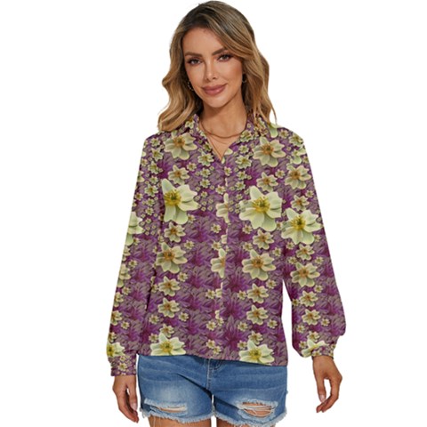 Lotus Flowers In Nature Will Always Bloom For Their Rare Beauty Women s Long Sleeve Button Down Shirt by pepitasart