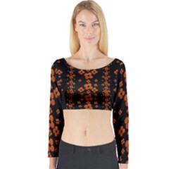 Oil Painted Bloom Brighten Up In The Night Long Sleeve Crop Top