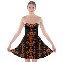 Oil Painted Bloom Brighten Up In The Night Strapless Bra Top Dress