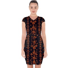 Oil Painted Bloom Brighten Up In The Night Capsleeve Drawstring Dress 