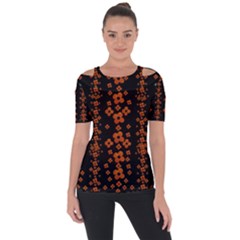 Oil Painted Bloom Brighten Up In The Night Shoulder Cut Out Short Sleeve Top