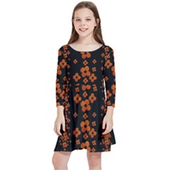 Oil Painted Bloom Brighten Up In The Night Kids  Quarter Sleeve Skater Dress