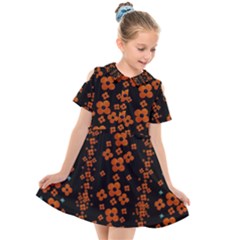 Oil Painted Bloom Brighten Up In The Night Kids  Short Sleeve Shirt Dress
