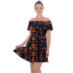 Oil Painted Bloom Brighten Up In The Night Off Shoulder Velour Dress