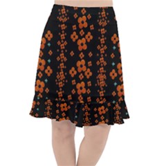Oil Painted Bloom Brighten Up In The Night Fishtail Chiffon Skirt