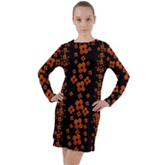 Oil Painted Bloom Brighten Up In The Night Long Sleeve Hoodie Dress by pepitasart