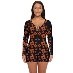 Oil Painted Bloom Brighten Up In The Night Long Sleeve Boyleg Swimsuit by pepitasart