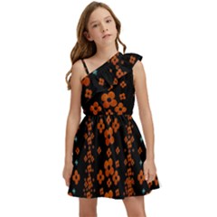 Oil Painted Bloom Brighten Up In The Night Kids  One Shoulder Party Dress
