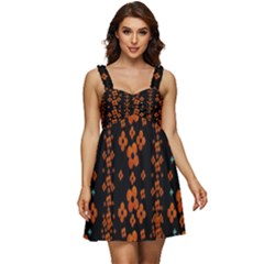 Oil Painted Bloom Brighten Up In The Night Ruffle Strap Babydoll Chiffon Dress