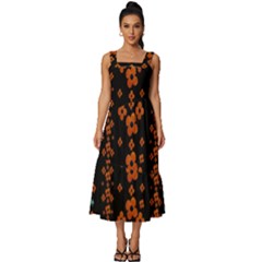 Oil Painted Bloom Brighten Up In The Night Square Neckline Tiered Midi Dress