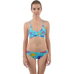 Fish Graphic Seamless Pattern Seamless Pattern Wrap Around Bikini Set