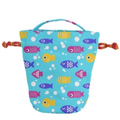 Fish Graphic Seamless Pattern Seamless Pattern Drawstring Bucket Bag