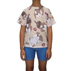 Beagel150dpi Patternbeagle8x8cm Kids  Short Sleeve Swimwear