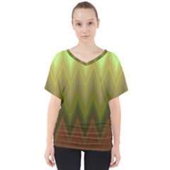 Zig Zag Chevron Classic Pattern V-neck Dolman Drape Top by Celenk