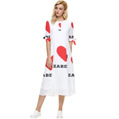 I love Elizabeth  Bow Sleeve Chiffon Midi Dress