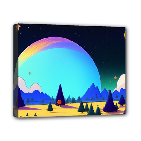 Ai Generated Trees Stars Planets Dreamlike Sun Canvas 10  X 8  (stretched)