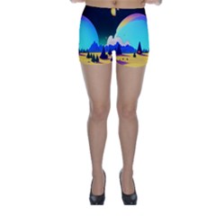 Ai Generated Trees Stars Planets Dreamlike Sun Skinny Shorts by Ravend