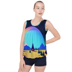 Ai Generated Trees Stars Planets Dreamlike Sun Bubble Hem Chiffon Tank Top