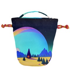 Ai Generated Trees Stars Planets Dreamlike Sun Drawstring Bucket Bag