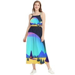 Ai Generated Trees Stars Planets Dreamlike Sun Boho Sleeveless Summer Dress