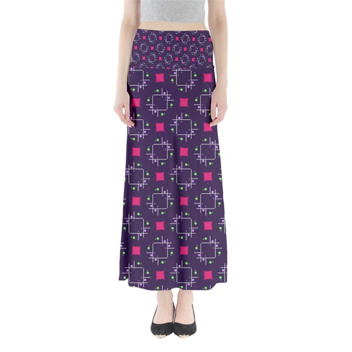 Geometric Pattern Retro Style Background Full Length Maxi Skirt