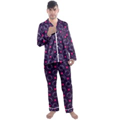 Geometric Pattern Retro Style Background Men s Long Sleeve Satin Pajamas Set