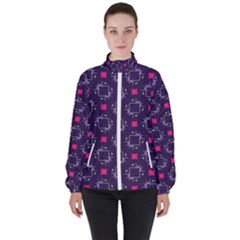 Geometric Pattern Retro Style Background Women s High Neck Windbreaker by Ravend