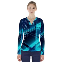 Background Patterns Geometric Glass Mirrors V-neck Long Sleeve Top