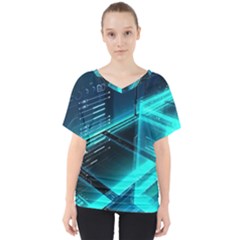 Background Patterns Geometric Glass Mirrors V-neck Dolman Drape Top by Ravend