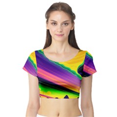 Jupiter Clouds Dan Mumford Stars Yellow Planets Short Sleeve Crop Top