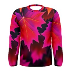 Leaves Purple Autumn Evening Sun Abstract Men s Long Sleeve Tee by Ravend