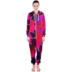 Leaves Purple Autumn Evening Sun Abstract Hooded Jumpsuit (ladies) by Ravend