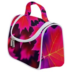 Leaves Purple Autumn Evening Sun Abstract Satchel Handbag by Ravend