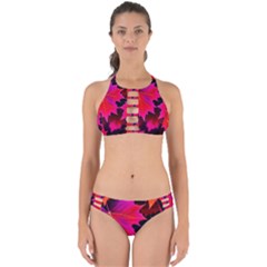 Leaves Purple Autumn Evening Sun Abstract Perfectly Cut Out Bikini Set