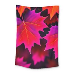 Leaves Purple Autumn Evening Sun Abstract Small Tapestry by Ravend