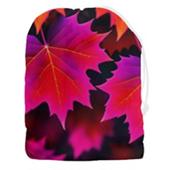 Leaves Purple Autumn Evening Sun Abstract Drawstring Pouch (3xl) by Ravend