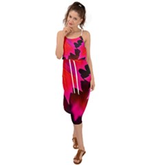 Leaves Purple Autumn Evening Sun Abstract Waist Tie Cover Up Chiffon Dress