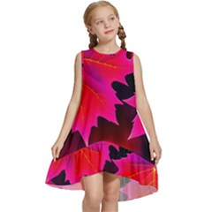 Leaves Purple Autumn Evening Sun Abstract Kids  Frill Swing Dress by Ravend