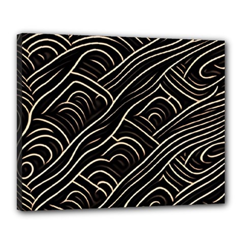 Black Coconut Color Wavy Lines Waves Abstract Canvas 20  X 16  (stretched)