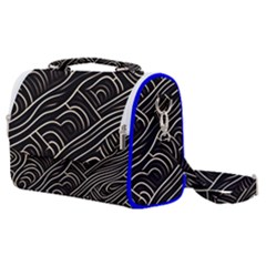 Black Coconut Color Wavy Lines Waves Abstract Satchel Shoulder Bag by Ravend