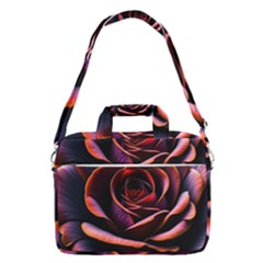 Purple Flower Rose Flower Black Background Macbook Pro 16  Shoulder Laptop Bag by Ravend