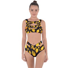 Leaves Foliage Pattern Metallic Gold Background Bandaged Up Bikini Set 