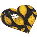 Leaves Foliage Pattern Metallic Gold Background Wooden Puzzle Heart View3