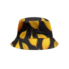 Leaves Foliage Pattern Metallic Gold Background Bucket Hat (kids) by Ravend