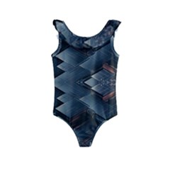 Background Pattern Geometric Glass Mirrors Kids  Frill Swimsuit