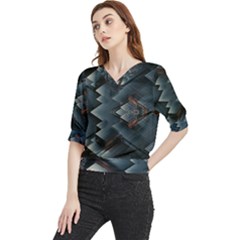 Background Pattern Geometric Glass Mirrors Quarter Sleeve Blouse