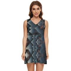 Background Pattern Geometric Glass Mirrors Tiered Sleeveless Mini Dress by Ravend